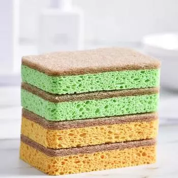 5 шт. прочная чистящая губка, эффективная хлопковая целлюлоза, портативная маслостойкая подушечка для мытья посуды для дома 1 зелёный