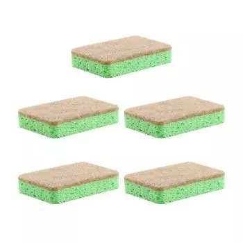 5 шт. прочная чистящая губка, эффективная хлопковая целлюлоза, портативная маслостойкая подушечка для мытья посуды для дома 2 жёлтый