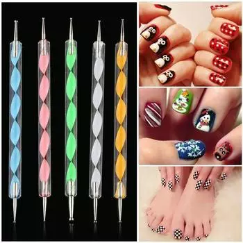 5 шт., профессиональные двухсторонние инструменты для ногтей с кристаллами, кисть для ногтей, точечная живопись, ручка для рисования, кисти для гель-лака, инструменты