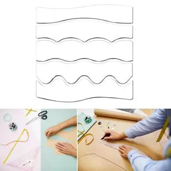 5 шт. прозрачная акриловая линейка для квилтинга шаблоны для квилтинга двухсторонняя волнистая линейка для квилтинга трафарет для пэчворк проекта