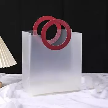 5 шт. Прозрачная хозяйственная сумка-тоут Пластиковая сумка Сумка для подарочной упаковки Подарок на свадьбу S красный