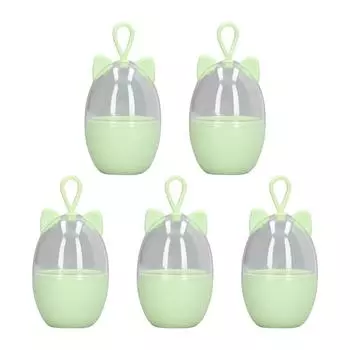 5 шт., прозрачный держатель спонжа для макияжа, портативный мультяшный чехол с подвесным отверстием, зеленый пластиковый чехол для спонжа для макияжа