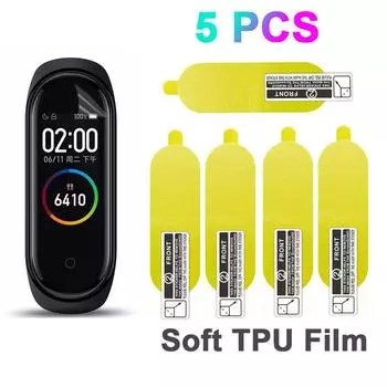 5 шт. прозрачный мягкий браслет из ТПУ с защитой от царапин Mi Band 4 защитная пленка для экрана