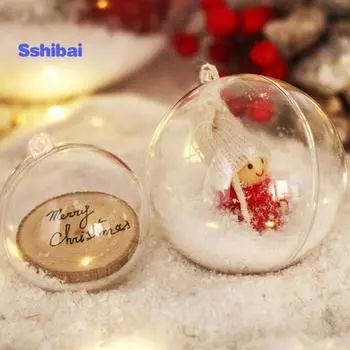 5 шт., прозрачный рождественский шар, украшение с подвесным отверстием, многофункциональная прозрачная коробка для конфет, небьющийся пластиковый шар 4cm