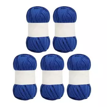 5 шт. пряжа спагетти 0,8 дюйма в ширину мягкая, приятная для кожи хлопковая пряжа яркого цвета для ковров для вязания крючком темно-синий
