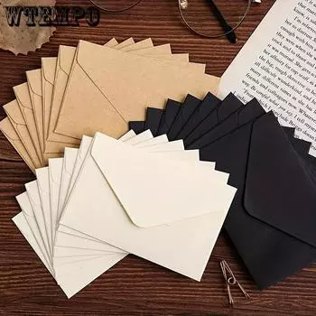 5 шт пустые мини конверты из крафт-бумаги свадебные приглашения подарочный конверт чёрный