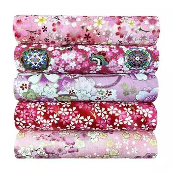 5 шт. японская ткань с принтом, лоскутная ткань ручной работы, мультяшная хлопковая ткань с цветочным узором, 20*25 см розовый