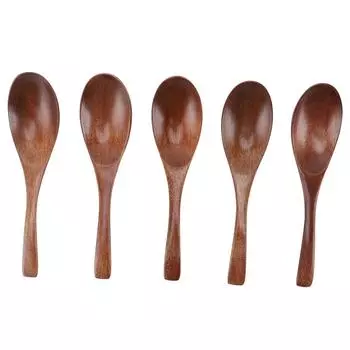 5 шт. японских деревянных суповых ложек ручной работы длиной 6 дюймов для кофе, чая, напитков