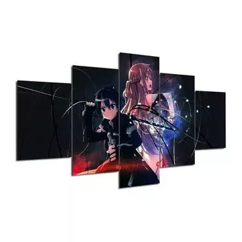 5 шт., японский меч, аниме, мультяшный декор, 5 шт., фотографии, холст, постер, декор для комнаты, современный домашний декор, без рамки, 5 панелей на стену 20x35 20x45 20x55cm