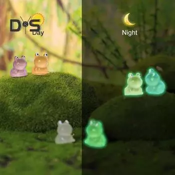 5 шт., яркая цветная миниатюрная скульптура, светящийся креативный миниатюрный пейзажный орнамент, красочная светящаяся в темноте лягушка белый