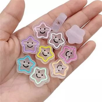 5 шт., яркие цвета, бусины с улыбающейся звездой, свободные бусины-разделители для изготовления ювелирных изделий, акриловые глазурные бусины, аксессуары ручной работы «сделай сам» оранжевый