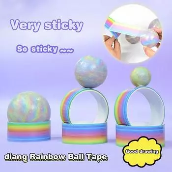 5 шт. Радужный скотч, цветной скотч, декомпрессионный клей, катящиеся шарики, игрушка, забавные цветные катящиеся скотч-игрушки, расслабляющие игрушки
