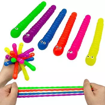 5 шт., растягивающаяся веревка из ТПР, антистрессовая веревка для снятия стресса, аутизм, вентиляционный реквизит, цветная гусеница, червь, лапша, игрушки-непоседа разноцветный