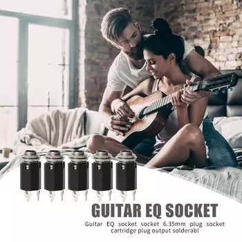 5 шт., разъем эквалайзера для акустической электрогитары, стереовыходная розетка 6,35 мм