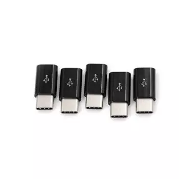 5 шт. Разъем USB Type-C для конвертера Micro USB 3.1 Инструмент-адаптер USB-C чёрный
