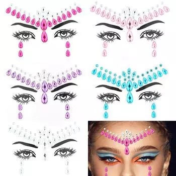 5 шт. разноцветные свадебные шарики для макияжа, украшение для вечеринки, стикер для татуировки с бриллиантами, наклейка для татуировки бровей, трехмерная наклейка для макияжа глаз 5pcs