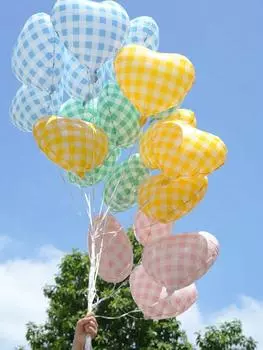 5 шт. разноцветных клетчатых воздушных шаров в форме сердца из алюминиевой фольги, украшение на день рождения, украшение на День святого Валентина 18inch
