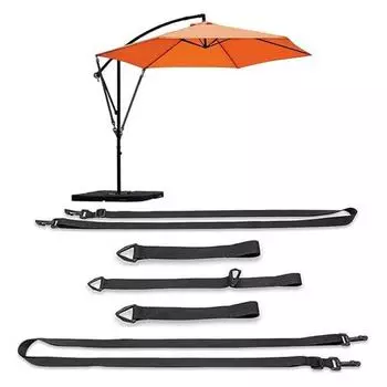 5 шт., ремень для фиксации зонта на открытом воздухе, ремень для защиты от ветра для сада, патио, рынка, регулируемый консольный зонт, ветрозащитная лента чёрный
