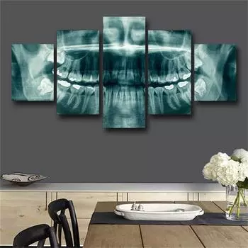 5 шт., рентген зубов, стоматолог, 5 шт., холст, настенная художественная картина, постер, домашний декор, картины, декор комнаты, современный абстрактный 20x35 20x45 20x55cm