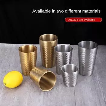 5 шт. ретро нержавеющая сталь двухслойный узор молоток стакан для воды с утолщенной изоляцией пивной сок чай кофе чашка