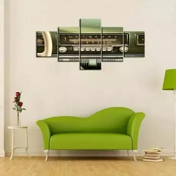 5 шт., ретро-стиль, изображение старого автомобильного радиоприемника внутри зеленого классического автомобиля, музыкальный подарок, 5 шт., картины, картины, искусство, без рамки 20x35 20x45 20x55cm
