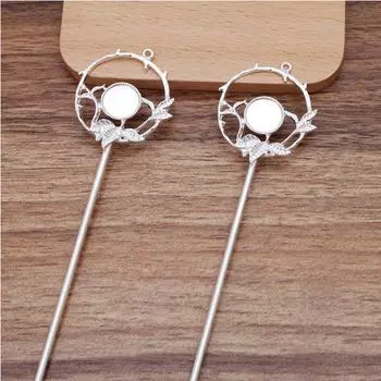 5 шт. Ретро вилка для волос 35 мм цветок Палочки для волос Заколка Заколки Головной убор 12 мм основа для кабошона Фурнитура для ювелирных изделий DIY Аксессуары для волос