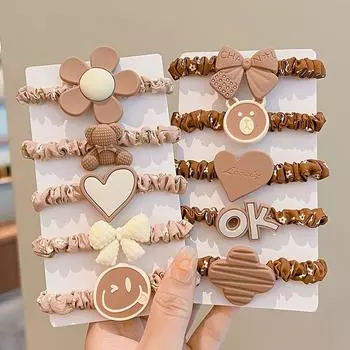 5 шт., резинка для волос для девочек, эластичный бант, цветок, медведь, резинки для волос, резинки для волос, аксессуары для волос Section 5