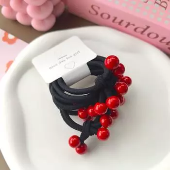 5 шт. резинка для волос праздничная большая красная четыре бусины резинка для головы узел резинка толстая резинка для волос студенческая простая резинка резинка для головы