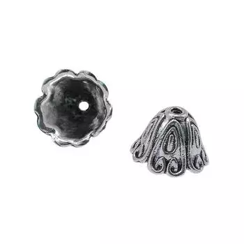 5 шт., резные заглушки с кисточками, ювелирные компоненты, аксессуары, античное серебро, цвет цинкового сплава, 14X14X10 мм