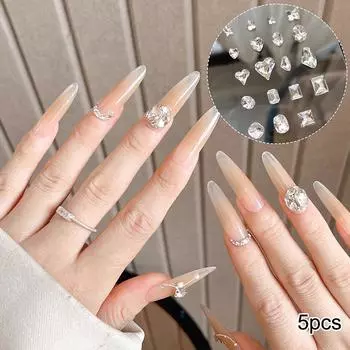 5 шт. роскошных хрустальных алмазных сверл для дизайна ногтей со стразами 3D Diy Stacked Drill Jewelry Charms Manicure Decoration Accessories A2