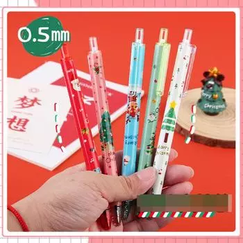 5 шт. Рождественская милая мультяшная гелевая ручка 0,5 мм черная чернильная ручка для письма Санта-Клаус дети праздничные канцелярские принадлежности подарок школьные принадлежности