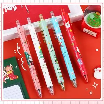 5 шт. Рождественская милая мультяшная гелевая ручка 0,5 мм черная чернильная ручка для письма Санта-Клаус дети праздничные канцелярские принадлежности подарок школьные принадлежности