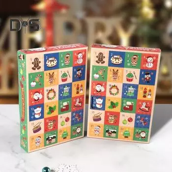 5 шт. Рождественская подарочная коробка 24-сетчатый сюрприз-держатель для подарков с крышкой Рождественская таинственная коробка для упаковки подарков 5pcs