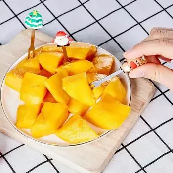 5 шт. Рождественская тематическая фруктовая вилка с банкой из нержавеющей стали фруктовая вилка набор столовых приборов для салата кухонные гаджеты Feliz Navidad детские сувениры