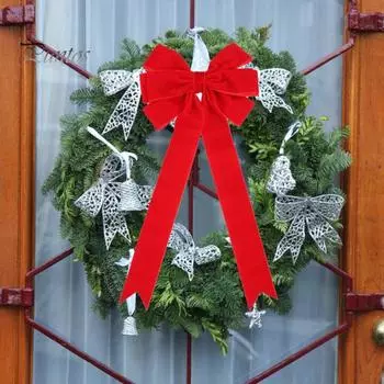 5 шт. рождественские бархатные банты, праздничные украшения для елки, венок из бархатной ленты, бант для упаковки подарочной коробки, сделай сам зелёный