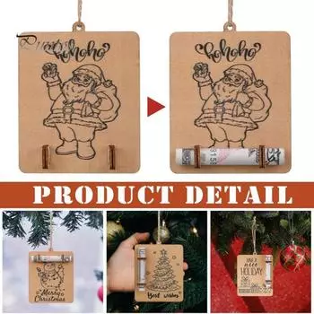 5 шт. рождественские держатели для денег деревянные Санта снеговик елка чулок рождественские денежные карты праздничные подвесные украшения для подарка наличными 1 Set