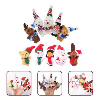5 шт. рождественские пальчиковые куклы игрушки для детей лось дед мороз снеговик пингвин персонаж сувениры для вечеринки пальчиковые руки игрушки для вечеринки