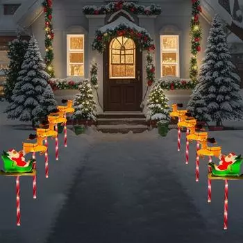 5 шт. Рождественские солнечные фонари, уличные фонари, светодиодные рождественские садовые уличные фонари, украшения для домашних фестивалей