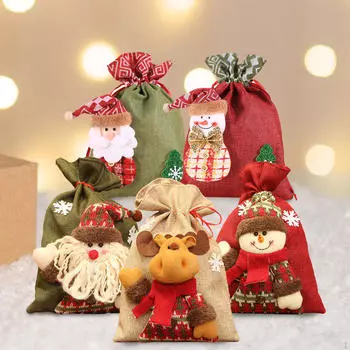 5 шт. Рождественские сумки, конфеты, 3D-мешок, чулки, многоразовый подарок на вечеринку