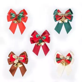 5 шт. Рождественские украшения бант с колокольчиком Рождественская елка венок украшения аксессуары Подарочные аксессуары