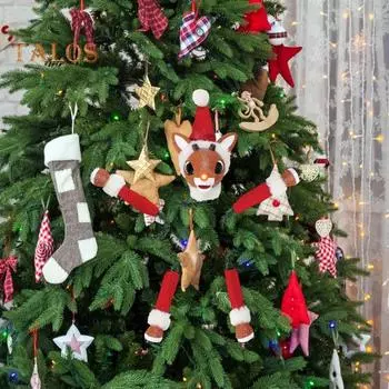 5 шт. Рождественские украшения из мультфильма Санта-Клаус, снеговик, олень, набор для украшения рождественской елки для праздничного домашнего декора A