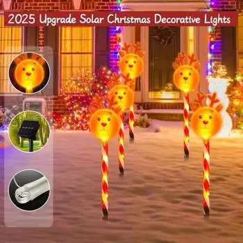 5 шт. рождественских фонарей для дорожек в виде лосей на солнечных батареях - идеально подходят для уличного украшения патио садовые фонари светодиодные фонари газон 735 5 pieces in one