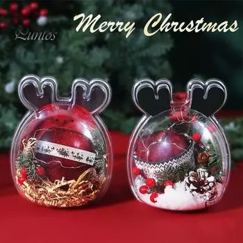 5 шт. рождественский держатель для конфет прозрачная коробка для конфет в виде рогов рождественское украшение акриловый пузырь Бобо шар держатель для закусок для рождественского декора красный