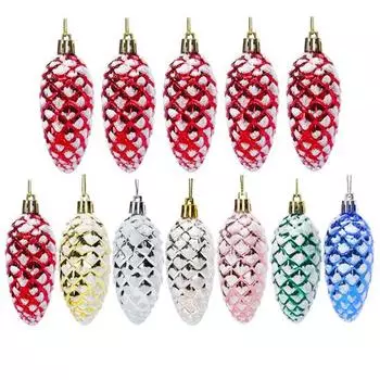 5 шт., рождественский пластиковый орнамент из сосновой шишки, красочный блестящий блестящий кулон из сосновой шишки для праздничной вечеринки, макет сцены, рождественская елка, подвесное украшение