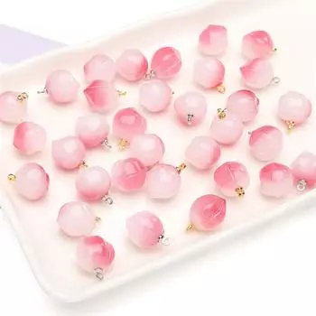5 шт. розовые и белые персиковые кулонные стеклянные бусины для изготовления ювелирных изделий своими руками 13x17mm 5pcs