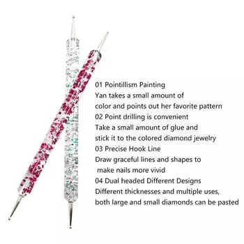 5 шт. Ручка для доттинга для дизайна ногтей, для рисования, для резьбы, двухсторонняя, с бриллиантами, инструменты для маникюра