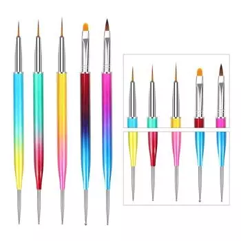 5 шт. ручки для ногтей градиентного цвета двуглавая ручка для сверления ногтей DIY и ручка для рисования светло-серый