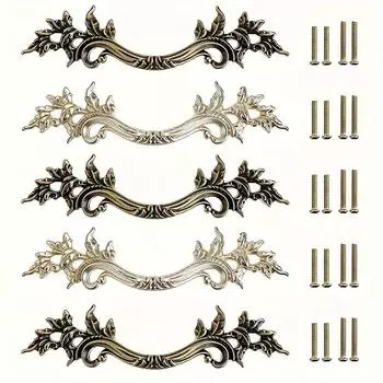 5 шт. Ручки для ящиков 5,83 дюйма из цинкового сплава Винтажные ручки для шкафов Винтажные декоративные ручки для дверей шкафов Кухонная мебель с крепежными винтами 5pcs