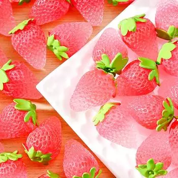 5 шт. ручной работы, прекрасная имитация клубники, самодельный лед из смолы, сделанный вручную, ночник, небольшой орнамент 5pcs