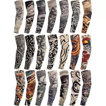 5 шт., рукав с цветочной татуировкой для верховой езды, УФ-защитный крем, окончательный дизайн, чехол на половину рукава для мужчин и женщин A